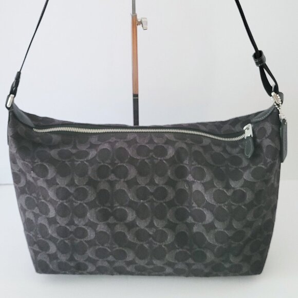 Coach CAJ86 Finn Crossbody Signature Denim Messenger Bag Black Mens - Picture 2 of 8